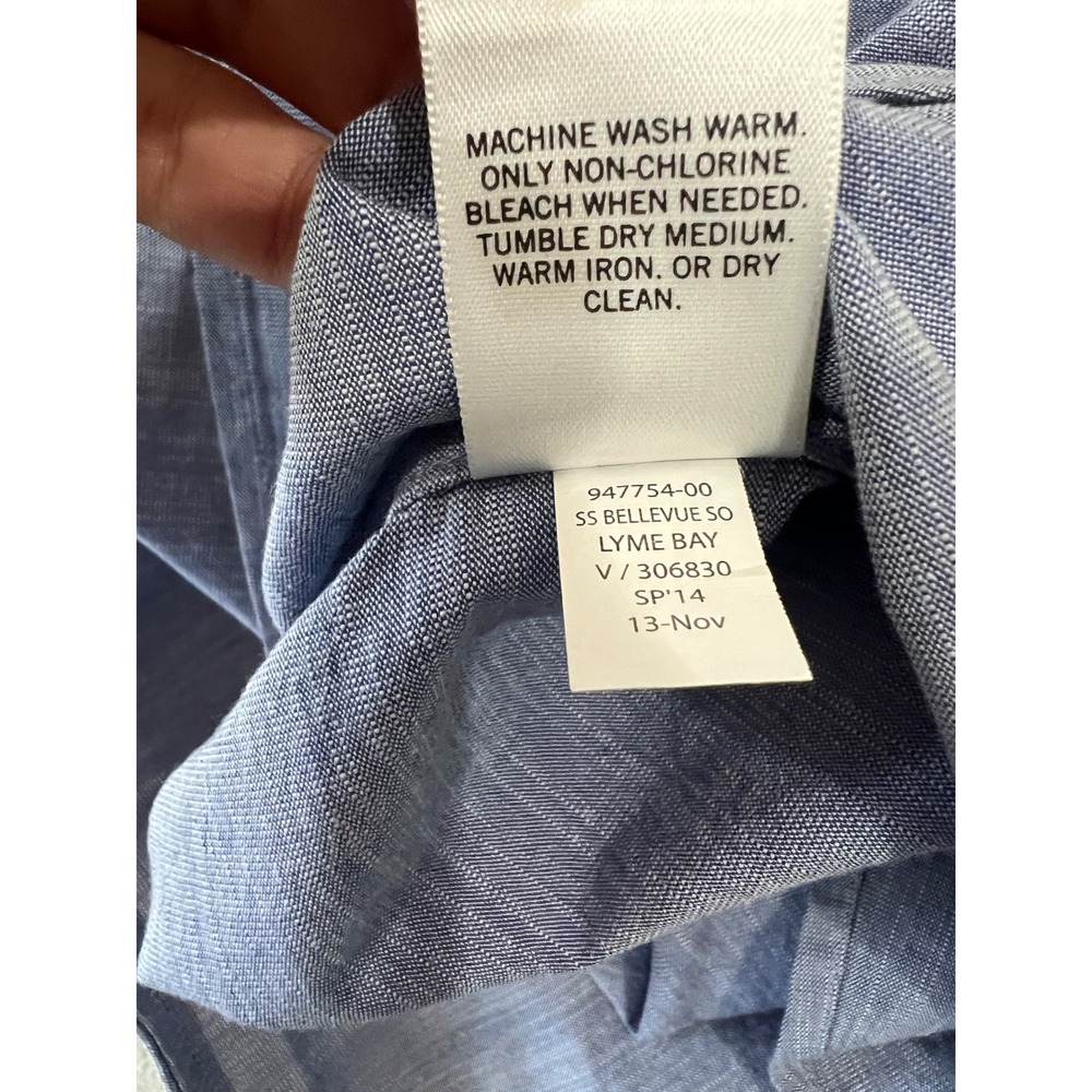 Banana Republic Mens XL Blue SS Bellevue Solid Lyme Bay Cotton Button Down Shirt - Picture 7 of 8